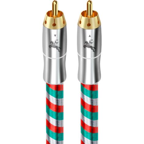 Càble Coaxial Audio Cinch RCA (1 x fiche RCA mâle vers 1 x fiches RCA mâle)- Contacts Dorés-pour amplificateur, enceintes actives ou caisson de basse - 1 mètre (1/5)