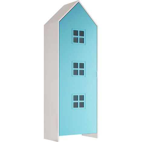 BEAUVILLE - Armoire Cabane 1 Porte Bleue Détail Fenêtres (1/3)