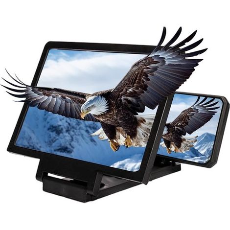 Lente d'ingrandimento per schermo grande per telefoni, 3D HD, pieghevole, per film, video e giochi, portatile, compatibile con tutti gli smartphone, colore nero.