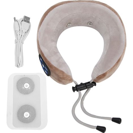 Massaggiatore elettrico a forma di U per collo, spalle e colonna cervicale, allevia la fatica, marrone, confezione da 2 - AquaForge (1/5)
