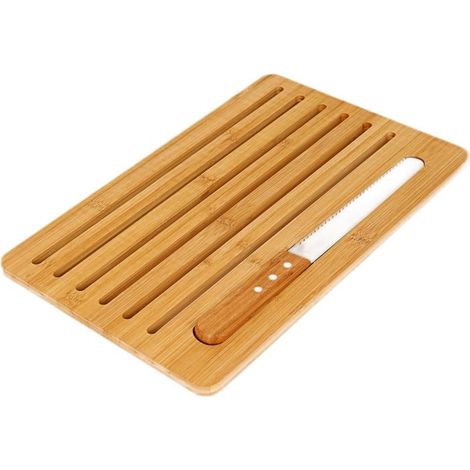 Planche à Découper - CHEFFINGER - 41x27cm - Bambou - Couteau à Pain - Design Élégant