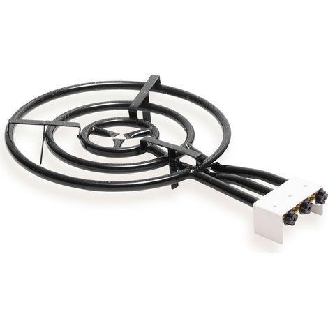 Briebe MOD600 Paellero Triple Aro 60cm, Quemador de Gas Butano, Camping Gas, Rosco para Paellas, Plancha  Negro