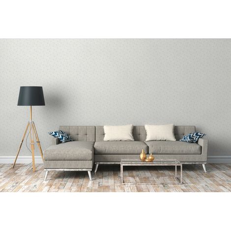 Papier peint intissé à fleurs vintage de style maison de campagne avec des roses en blanc et bleu (1/5)