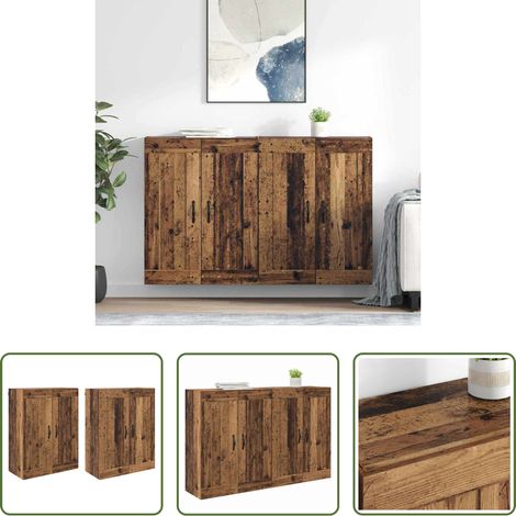 vidaXL Altholz - Wandmontierter Schrank 2 pcs Altholz 69,5 x 34 x 90 cm (1/5)