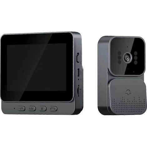 Sonnette vidéo sans fil avec vision nocturne infrarouge, écran IPS 4,3 pouces 1080p et connexion 2,4 GHz pour villa et maison (B) (1/4)