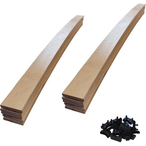 Lot de 10 lattes + embouts pour sommier et lit 780x48x8 mm Bois hêtre durable - 7 plis Remplacement - Rechange - Renfort pour sommier / bz / clic clac / canapé