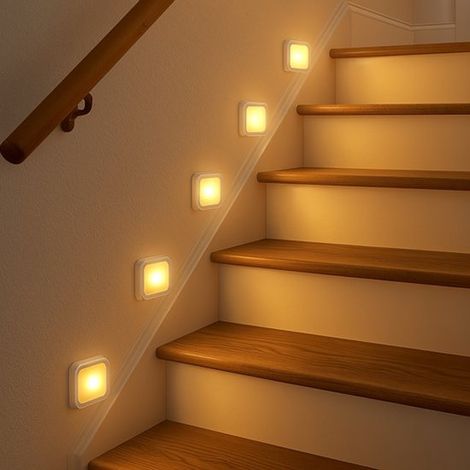 6er Set LED Lampen mit Bewegungsmelder Warmweiß Batteriebetriebenes Nachtlicht Kabelloser Sensor Schrankbeleuchtung Treppenbeleuchtung Nachtlicht (1/5)