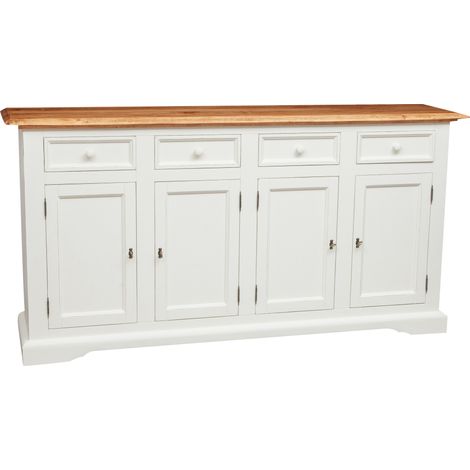 Küchenschrank im Country-Stil aus massivem Lindenholz mit antikierter weißer Struktur und Platte mit natürlichem Finish L202xPR4