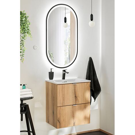 Badmöbel Set 2-teilig, 50cm Waschtisch, in Eiche, NEWPORT-56-OAK (1/5)