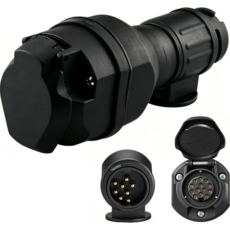 Adaptateur de remorque 13 broches - 12 V - Avec éclairage LED - Adaptateur 11446 - Résistant aux intempéries - Pour remorque, caravane et camping-car (1/5)