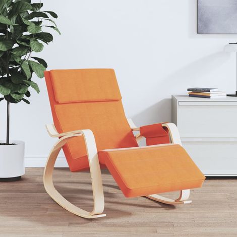 Chaise à bascule, Rocking chair design contemporain, Fauteuil à bascule Jaune foncé Tissu BGT98389 (1/5)