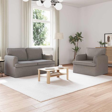Sofa Set 2 pcs Taupe 144 x 80 x 85 cm Stoff (1/5)