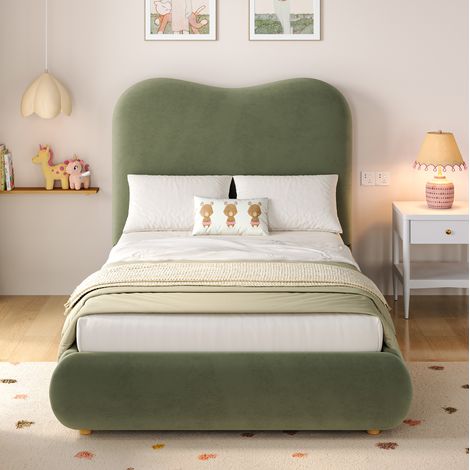 letto contenitore 90x200 per bambini velluto verde HAVRYA (1/5)