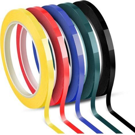 Whiteboard-Klebeband, selbstklebend, 5 verschiedene Farben, 6 mm x 66 m pro Rolle, 5 Rollen pro Packung
