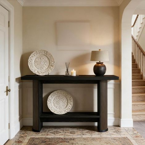 Mueble recibidor consola de madera negra OKMYHOME (1/5)