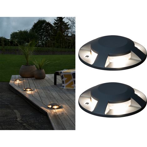 Terrassen- Bodenaufbaustrahler mit 4 LEDs ALU anthrazit Ø20cm, IP65 (1/5)
