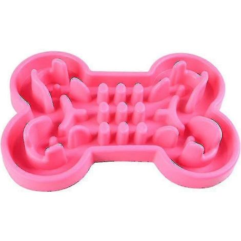 Gamelle en silicone en forme d'os pour chats et chiens, alimentation lente, anti-gloutonnerie, facile à utiliser et rapide (Taille, Couleur : S-rouge) (1/5)