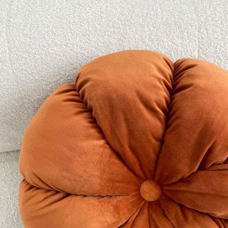 Coussin en velours, coussin de futon, coussin de chaise de bureau, coussin de chevet (orange foncé, diamètre 45 cm) (1/4)