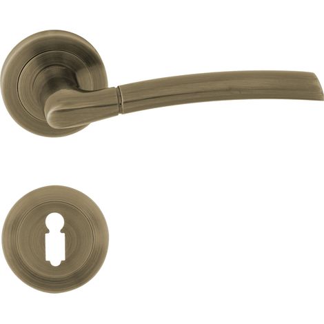 DOMINO Poignée de porte PRESTO-R M3 BB Poignée avec rosace BB pour clé Bronze (1/5)