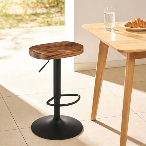 Taburete de bar FloraGrace 41,5 x 31,5 x 81 cm de madera y metal marrón regulable (1/5)