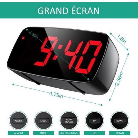 Digitale wekker, LED-wekker, mini-wekker geschikt voor snooze-functie - werkt zowel op batterijen als geschikt voor netstroom.[CC] (1/4)