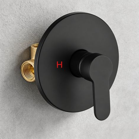 Ensemble de douche encastré mural mitigeur noir mat - corps rond acier inoxydable 45 × 18 × 13 cm 500 g – Livraison gratuite