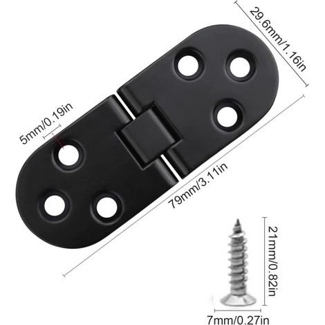 Cerniera nera, 4 pezzi, cerniere pieghevoli a 180 gradi, cerniera pieghevole per tavolo pieghevole, armadio, guardaroba, scatola di legno, casa, mobili (1/4)