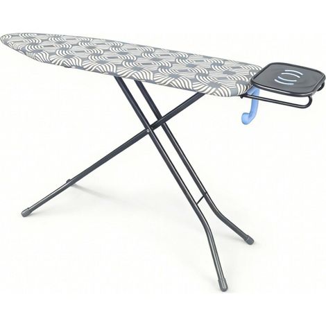 Table à repasser réglable hauteur 83–92 cm surface 122 x 38 cm avec repose-fer coulissant design moderne en métal blanc (1/3)