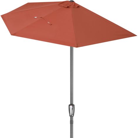 Demi-parasol Ø 270 cm pour balcon – Manivelle intégrée – Protection solaire UV 50+ – Structure en acier robuste – Couleur terracotta – Kingsleeve