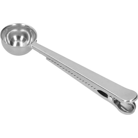 Cuillère à Mesurer en Acier Inoxydable avec Clip d'étanchéité pour café, thé, Lait en Poudre, Cuillère à Long Manche, Clip de Sac intégré pour la Fraîcheur (1/5)
