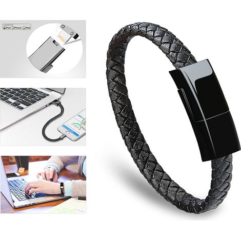 Cable de carga USB, pulsera corta, cable de carga de cuero, portátil (1/4)
