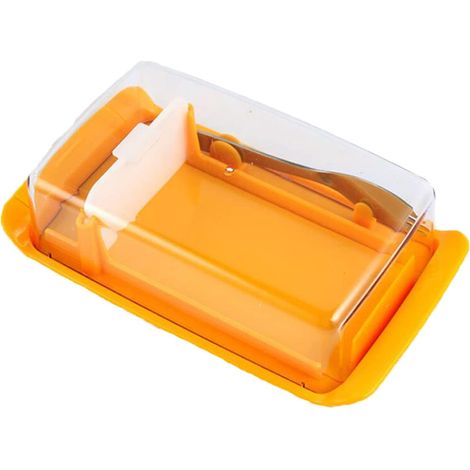 beurrier transparent avec couteau intégré. Boîte de rangement pratique pour la cuisine. Découpe facile et tranches parfaites pour conserver le beurre et le fromage. (1/5)