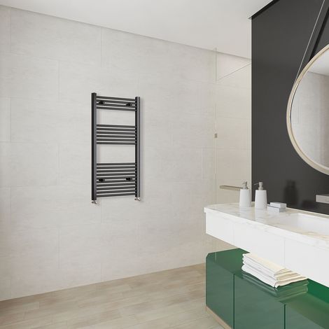 Acezanble 1200x450mm(HxW)Matt Black Straight Central Heating Towel Rail Heating Radiator (1/5)