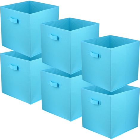 Boîte textile 31x31x31 turquoise - Lot de 6