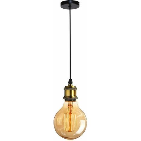 Lustre Suspension Vintage Luminaire Plafond Métal avec E27 Douilles de Lampe, Style Edison, Laiton Antique BLOW (1/5)