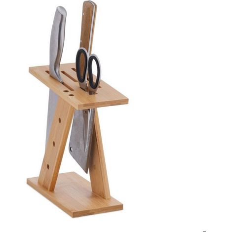 Bloc À Couteaux - Bambou - 22 x 9,5 x 19,5 cm - Pour Lames Jusqu’à 20 cm - Non Garni ×1 (1/5)