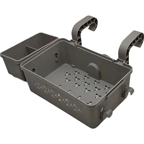 Above-ground pool storage basket, above-ground pool accessories, pool storage basket with pool cup holder.