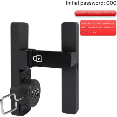 Serratura per porta scorrevole con vite di bloccaggio, catenaccio, porta della camera da letto, porta in legno, porta della stanza, porta del bagno, catenaccio, serratura a combinazione antifurto (1/4)