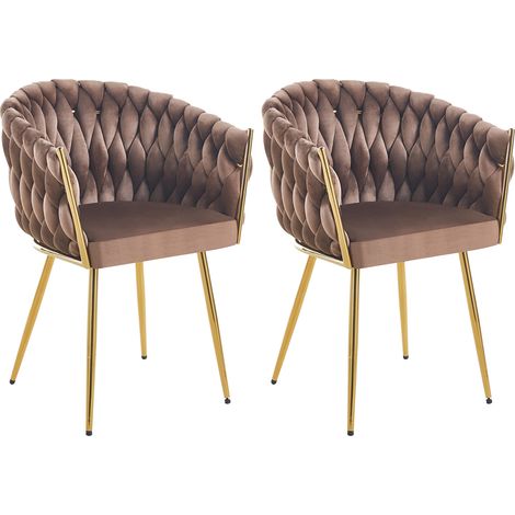 Set 2 Sedie per Sala da Pranzo e Ufficio in Velluto Marrone Sedia Ergonomica (1/5)