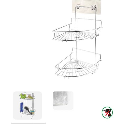 ÉTAGÈRE D'ANGLE MURALE DOUBLE ADHÉSIVE POUR RANGEMENT 03490 (1/2)