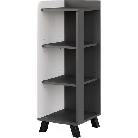 Midischrank Karen, Anthrazit/Weiß, 30 x 90 cm mit 4 Ablagen, Vicco