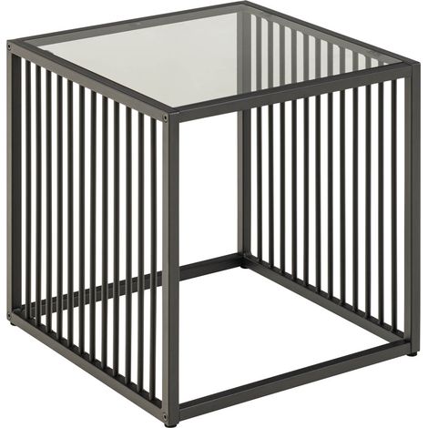 Strington Couchtisch Ecktisch 40x40x40cm Glas, grau.