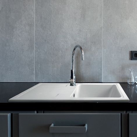 Lavello 86x50 cm da incasso in ceramica Bianco (1/4)