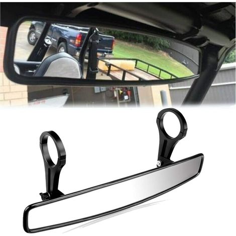 Espejo UTV, espejo retrovisor RZR, espejo panorámico ancho de 15" Ultra ATV UTV, abrazaderas de 1.75", diseño convexo, compatible con Polaris RZR 800 900 1000 Turbo PRO XP, Pioneer 1000, Arctic Cat Wi (1/4)