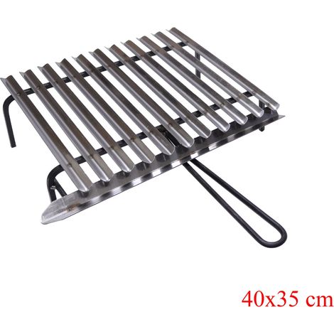 Graticola in acciaio, griglia inox per barbecue con recupero oli + omaggio scegli la misura: 40x35 cm