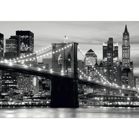 Papier Peint New York Brooklyn Bridge Noir & Blanc 360x270 cm (1/3)
