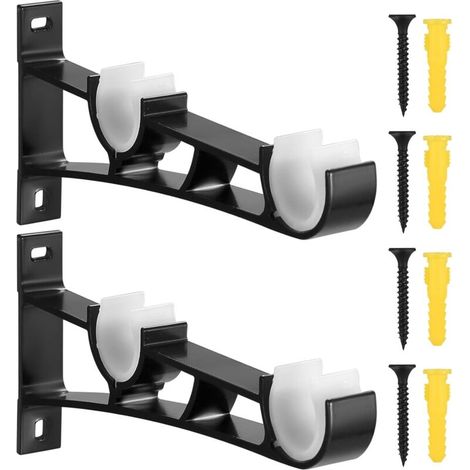 Bardusch - 2 Pièces Support Tringle Rideaux, Supports pour Tringles à Rideaux, Support de Tringle à Rideau Murale Réglable en Alliage d'Aluminium pour Tringles à Rideaux de 23 mm à 33 mm (1/5)