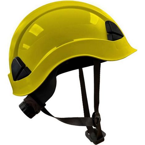 Casco amarillo con barboquejo