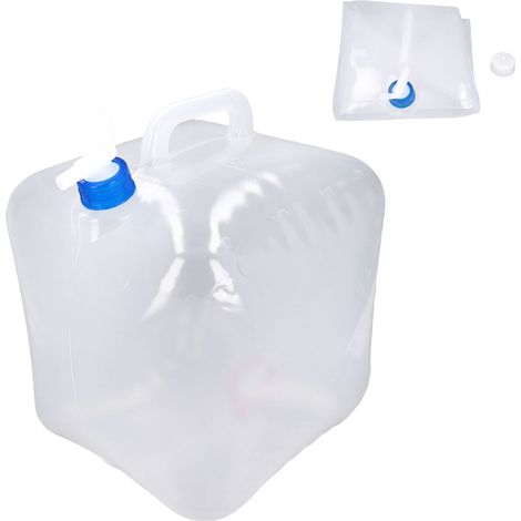 Bidon d'eau pliable 20L, grand réservoir LDPE avec robinet, 2 pièces, pour laboratoire et usage extérieur (1/5)