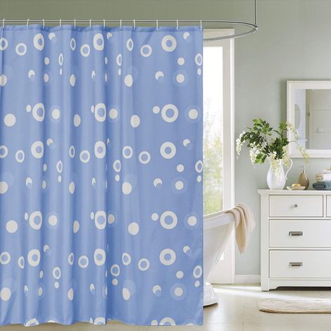 Rideau de douche bleu clair 180 x 200 cm en polyester résistant aux moisissures. (1/5)